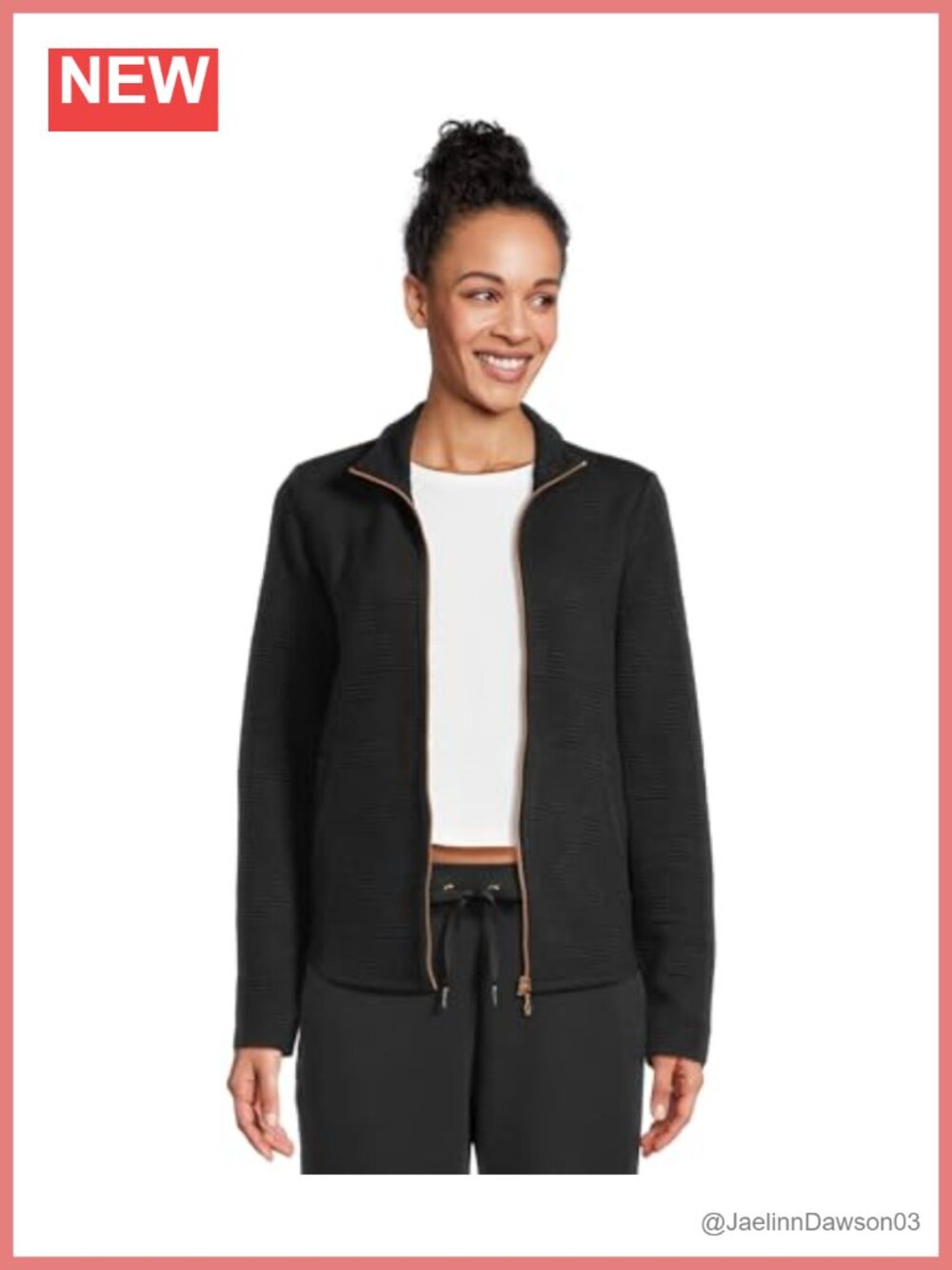 Cozy Fit Diamond Ottoman Knit Zip Jacket Mock Neck Womens